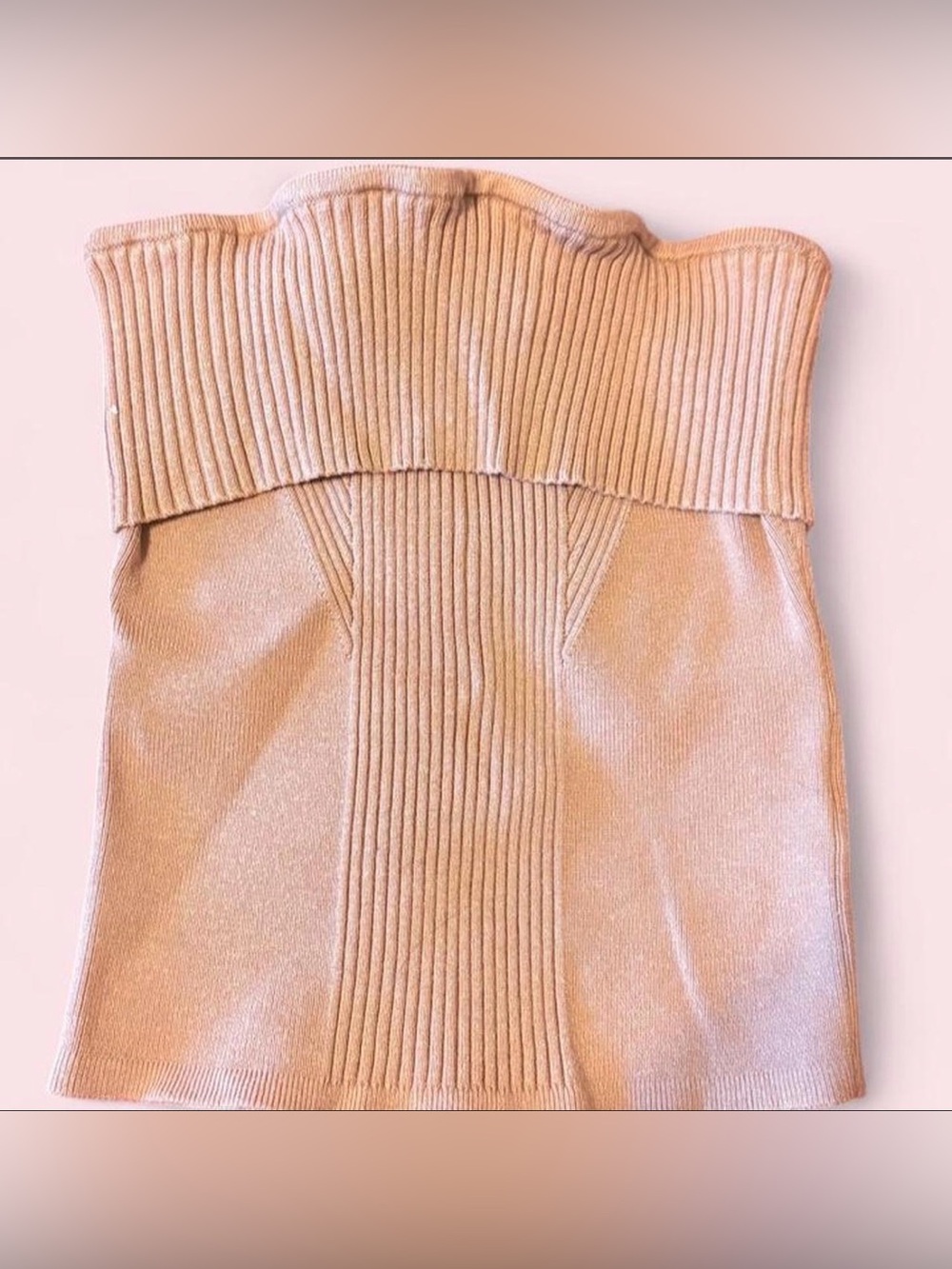 Forever 21 Ribbed Foldover Off-Shoulder Sweater in Dusty Pink